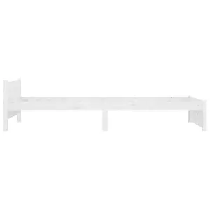 Berkfield Bed Frame White Solid Wood 75x190 cm Small Single