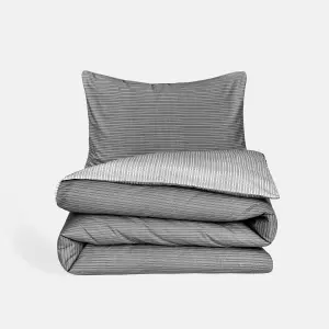 Smart Living Luxury Super Soft Reversible Pinstripe Duvet Cover with Pillowcase