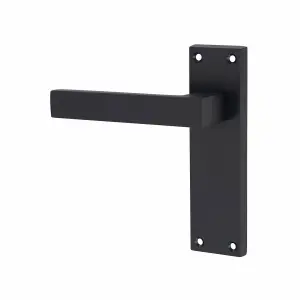 1 Pair of Victorian Straight Delta Matt Black Lever Latch Door Handles 150mm Long - Golden Grace