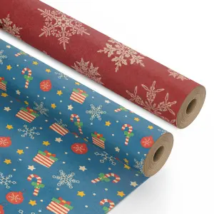 Kraft & Co 2 Pack Christmas Wrapping Paper Roll (Candy Cane)