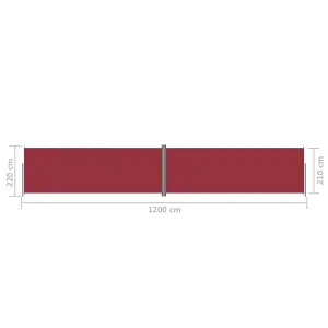 Berkfield Retractable Side Awning Red 220x1200 cm