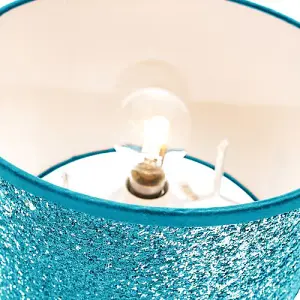 Modern and Designer Bright Teal Glitter Fabric Pendant/Lamp Shade 25cm Wide