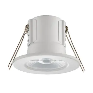 Luminosa Shieldeco Fire Rated Integrated LED Bathroom Recessed Light Matt White, Acrylic IP65