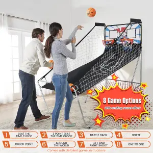 Costway Electronic Basketball Arcade Game Foldable Basketball Game 2 Player Shot 8 Modes