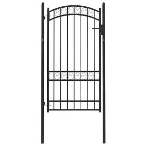 Berkfield Fence Gate with Arched Top Steel 100x175 cm Black