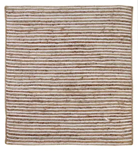 CHAKKAR PALE Stripe Square Jute Beige Hall Rug / 120 cm x 120 cm