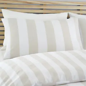 Cove Stripe Reversible Duvet Cover Set Beige / Kingsize - 2 Standard Pillowcases