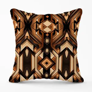 Black And Brown Intricate Pattern Outdoor Cushion 45cm x 45cm