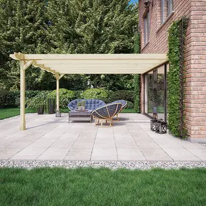 Wall Mounted Double Premium Pergola - Wood - L300 x W480 x H270 cm - Light Green