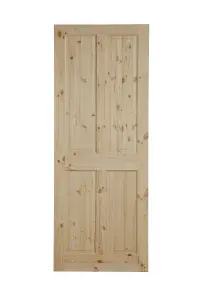 Fortia 4 panel Unglazed Victorian Natural Pine veneer Internal Timber Door, (H)1981mm (W)686mm (T)35mm