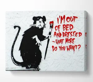 Im Out Of Bed And Dressed What More Do You Want Rat Canvas Print Wall Art - Medium 20 x 32 Inches