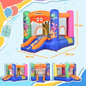 Outsunny Bouncy Castle with Slide Basket Trampoline Monster Design 2.5x1.8x1.75m