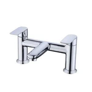 VURTU Amwell Bath Filler, 1/4 Turn, Dual Lever Ceramic Disc, High/ Low Water Pressure, 340(H) x 220(W), Chrome, 628507