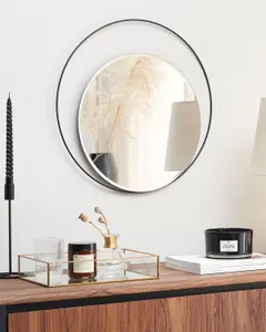 Beliani Scandinavian Wall Mirror AGDE Metal Black