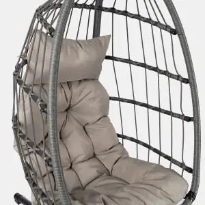 Hanging Egg Chair Outdoor Garden Furniture Patio Seat Pad Pod Seat Swing, Grey