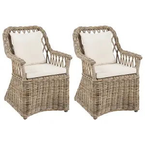 Set of 2 Garden Armchairs MAROS II Rattan Natural