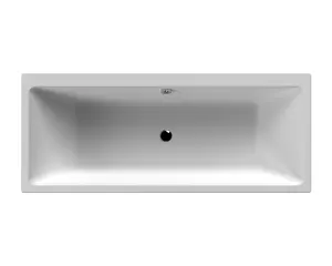 Square Thin Edge Double Ended Straight Shower Bath with Leg Set, 1700mm x 700mm