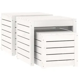 Berkfield 3 Piece Garden Box Set White Solid Wood Pine