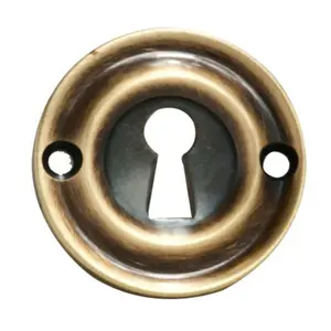 42mm Standard Keyhole Profile Escutcheon Rounded Ridge Polished Brass