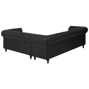 Right-Hand Corner Sofa CHESTERFIELD Black Faux Leather Right Hand