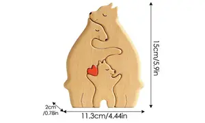 DIY Wooden Puzzle Mother Child Bear Set Embracing Bear Family Set Decoration  3pcs