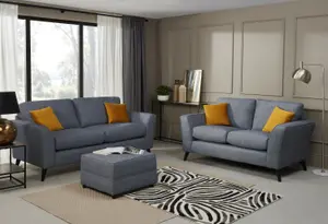 Modern Home Caxton 3+2 Seater Sofa Set with footstool Denim