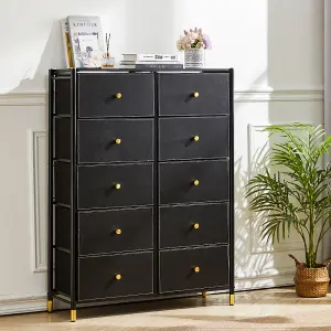 Black Plastic Storage Cabinet with 10 Drawers