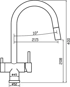 Clearwater Toledo Kitchen Mixer Filter Pull Out Tap Filtered Water & Cold & Hot Matt Black PVD - TO2MB