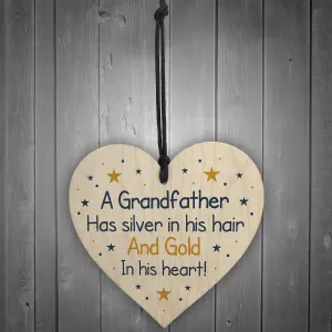 Red Ocean Novelty Gifts For Grandad Grandfather Wood Heart Gift For Birthday Fathers Day Christmas