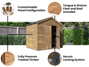 Dunster House Bike Shed 2.4m x 1.8m Garden Storage Pressure Treated Wooden Window Overlord Apex