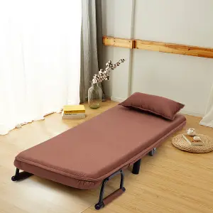 Costway Single Folding Sofa Bed Chair Modern Fabric Sleep Function Holder With Pillow