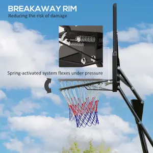 SPORTNOW 2.45-3.05m Portable Basketball Hoop and Stand with Wheels, Black