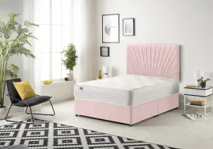 Somnior Platinum Plush Pink 4FT Memory Foam Divan Bed With 4 Drawers, Mattress & Headboard - Small Double