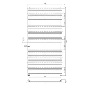 Sutton Chrome Heated Towel Rail - 1200x600mm