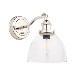 Luminosa Parma Metal Wall Lamp, Bright Nickel Plate, Glass