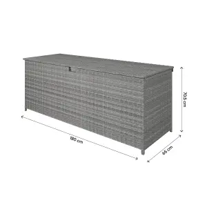 GoodHome Hamilton Steeple grey Plastic Rattan effect Storage box (W) 180cm x (D) 65cm