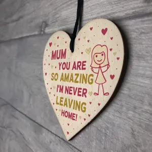 Funny Gift For Mum On Mothers Day Birthday Wooden Heart From Daughter Son Keepsake