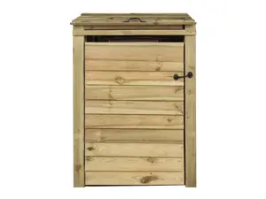 Wooden Wheelie Bin Store (Single, Light green (Natural), With Recycling Shelf)