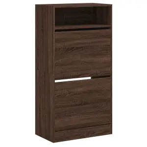 Berkfield Shoe Cabinet Brown Oak 60x34x116 Engineered Wood