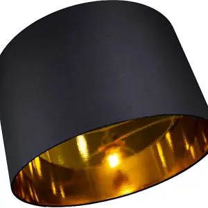 Contemporary Black Cotton 20 Floor/Pendant Lamp Shade with Shiny Gold Inner