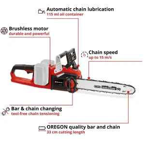 Einhell 35cm Cordless Chainsaw 36V OREGON Bar And Chain PXC Power X-Change GE-LC 36/35 Li Solo - Body Only