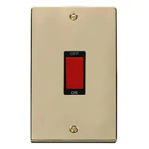 Polished Brass 2 Gang Size 45A Switch - Black Trim - SE Home