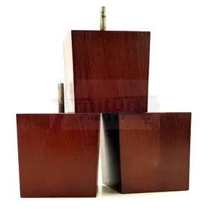 4x SOLID WOODEN FEET REPLACEMENT FURNITURE LEGS 90mm HEIGHT SOFAS CHAIRS STOOLS M8 TSP2037 Mahogany