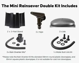 Mini Rainsaver 100 Litre Green Water Butt Double Kit