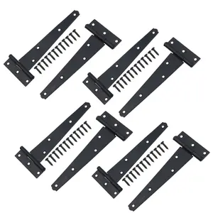 150mm Heavy Duty T Tee Hinges for Doors + Gates with Fixing Screws 8pc