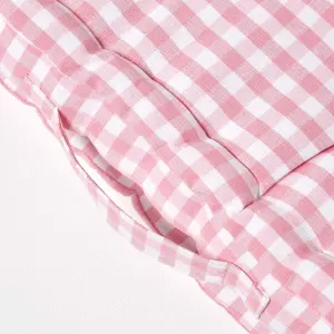 Homescapes Cotton Gingham Check Pink Floor Cushion, 40 x 40 cm