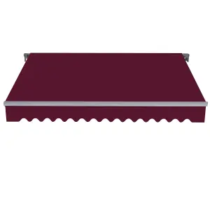 SunDaze 3.5m x 2.5m Manual Awning Retractable Gazebo Canopy Outdoor Patio Garden Sun Shade Shelter Wine Red