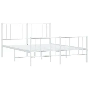 Berkfield Metal Bed Frame with Headboard and Footboard White 150x200 cm 5FT King Size