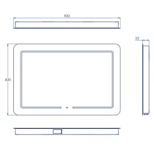 Croydex Flexi-fix Chaumont Rectangular Wall-mounted Bathroom & WC Illuminated mirror (H)60cm (W)90cm