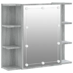 Berkfield Mirror Cabinet with LED Grey Sonoma 70x16.5x60 cm